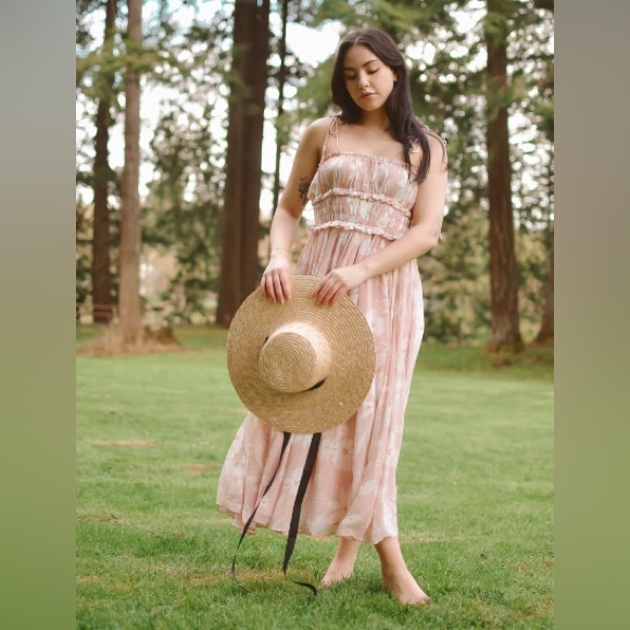 Pink Floral Midi Dress - Picture 2 of 5